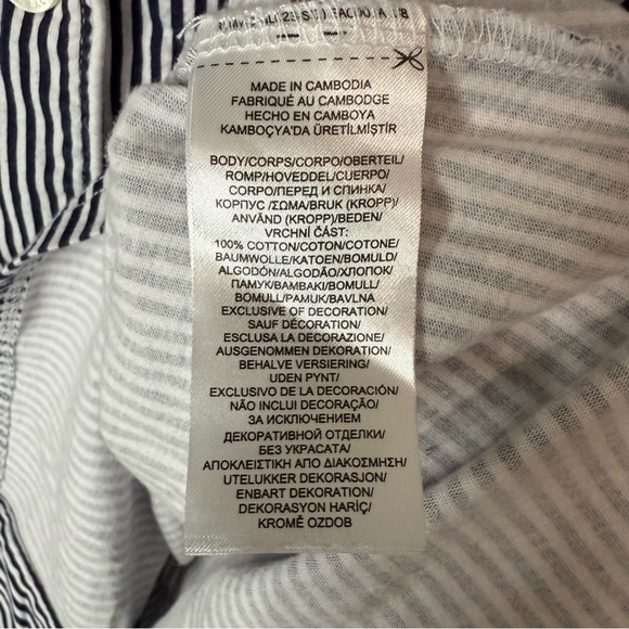 Lauren Ralph Lauren Striped Cotton Pajama Sleep Shirt Top Women’s L Navy White - Picture 5 of 7